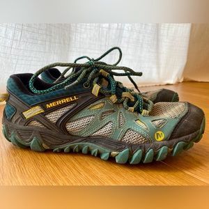 Merrill Womens 8.5 All Out Blaze Aero Sport Hiking Shoe (Sea Pine)
